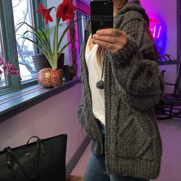 100% wool zip up  Hoodie cable knit - Picture 7 of 11